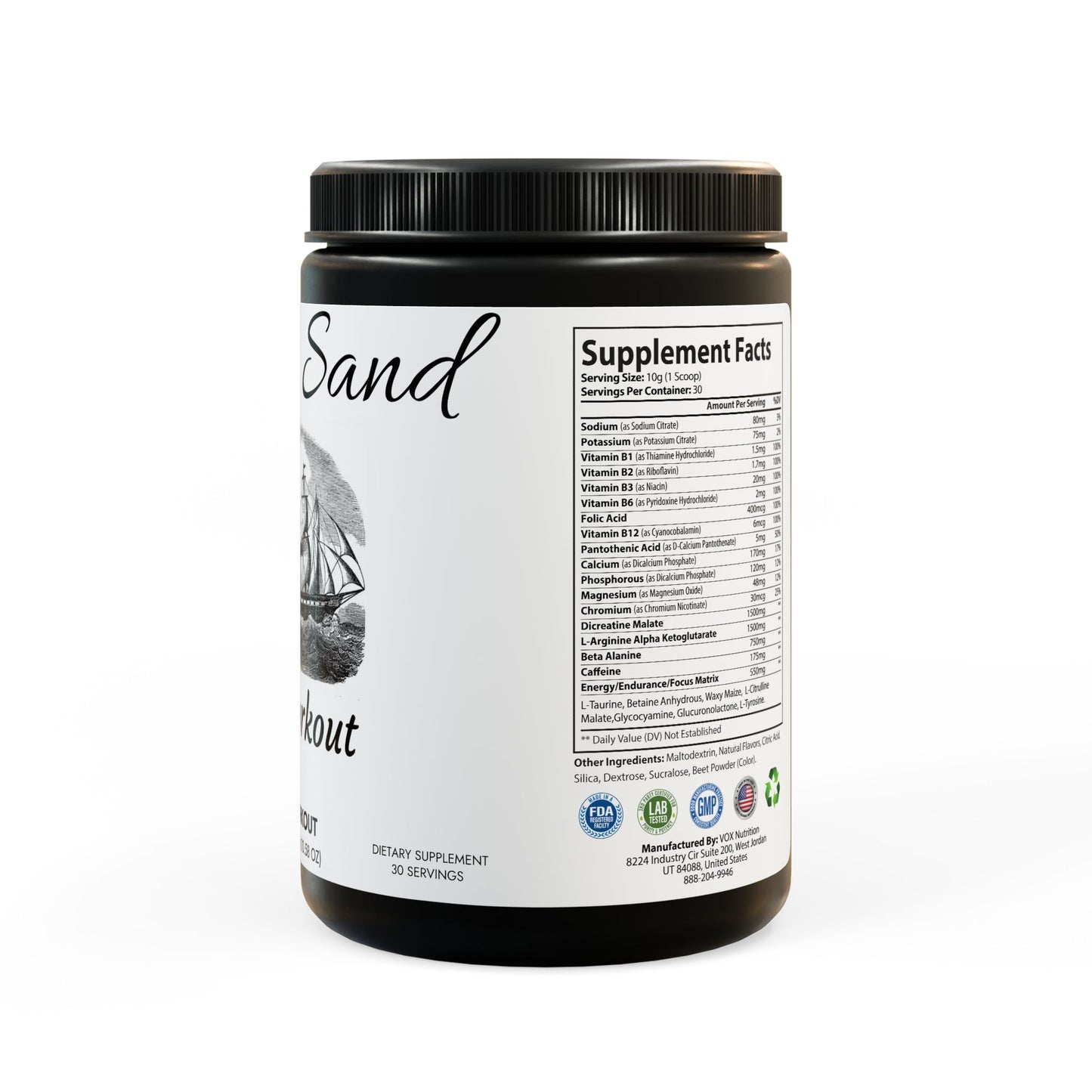 RIVER & SAND: Pre-Workout Supplement, Watermelon (300g, 10.58oz)